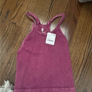 Free People Pink Ribbed Tank Top